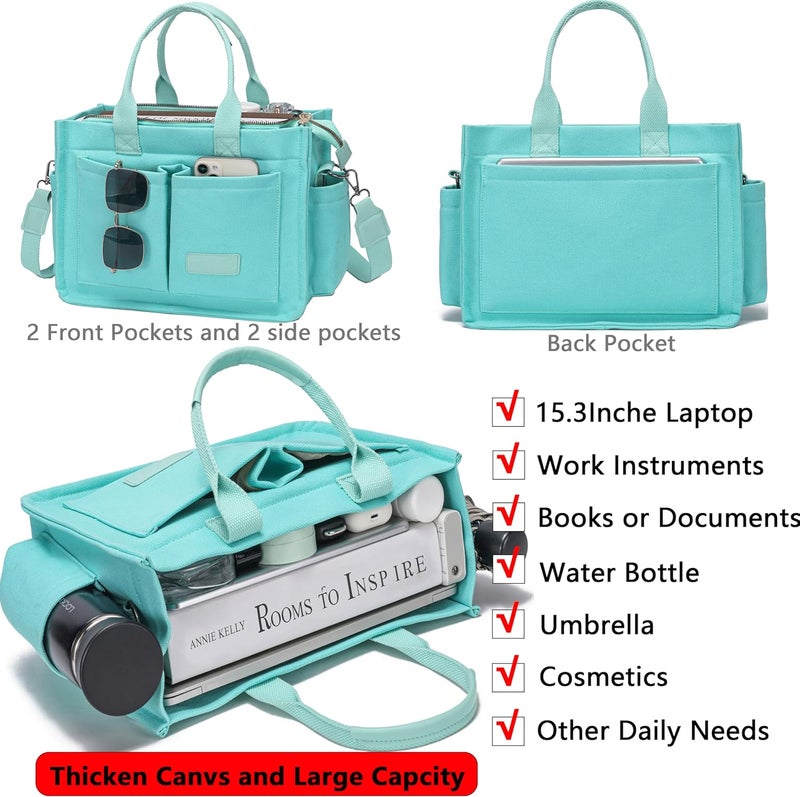 ZHMO Canvas Tote Bag for Women,Women's Bags Crossbody Bags Work Laptop Tote Bag Large Handbags Purse for Travel Nurse Teacher - Image 2